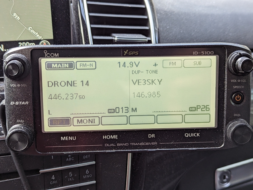 Icom IC-5100 radio display in crossband repeater mode